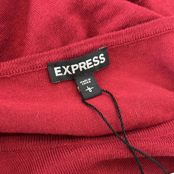 Express Draped Scoop Neck Ruched Bodycon Midi Dress Red Size Large NWT - Picture 5 of 5